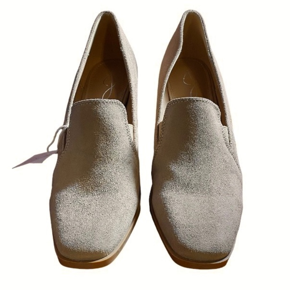 Joie Heeled Loafers Suede Square Toe Block Heel Tan Cushion Insole Womens Size 8 - Picture 4 of 13